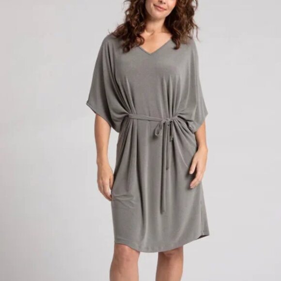 SYMPLI - V-Neck Slouchy Dress w/Tie - Melange Sand - Size 10 - NWT - Picture 2 of 3